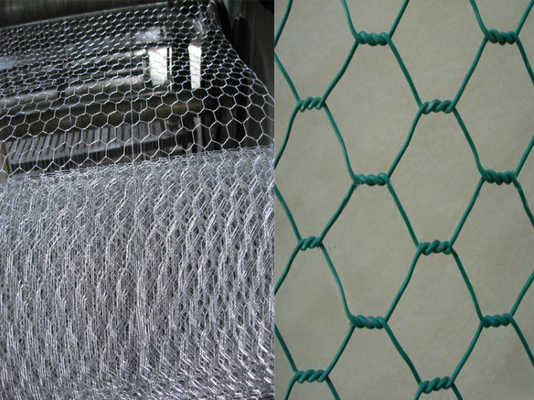 Panel Kawat Jala Ayam Gabion Heksagonal berat, Pvc Plastik Dilapisi Tahan Karat